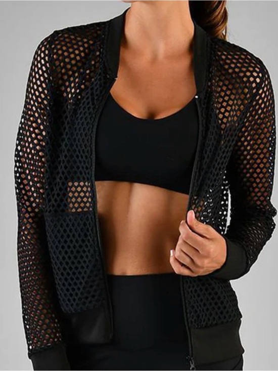 Jackets & Blazers - Glyder Black Mesh Bomber Jacket - Lightweight Athletic Cover-Up